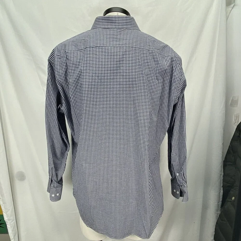 Tommy Hilfiger Dress Shirt Men's 17 34/35 Gingham Stretch Reg Fit Wrinkle Resist